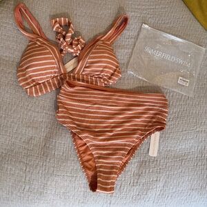 Somerfield Swim Beige and White Striped Two-Piece Bikini